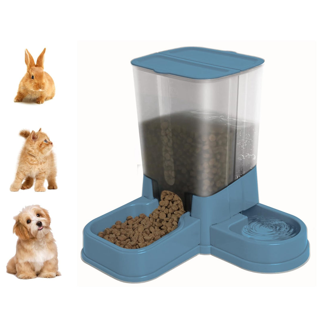 Automatischer 2-in-1 Futterautomat für Haustiere, Abnehmbarer Futter und Wasserspender für Katzen un