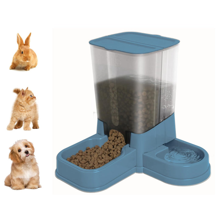 Automatischer 2-in-1 Futterautomat für Haustiere, Abnehmbarer Futter und Wasserspender für Katzen un