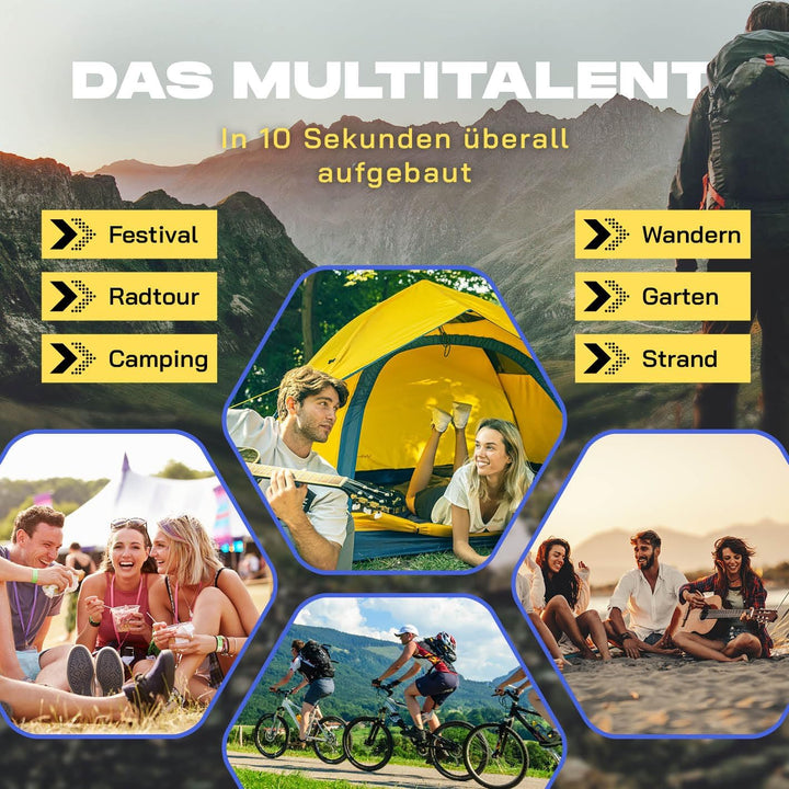 Lumaland Camping Zelt | Leichtes Pop Up Wurfzelt | 2-4 Personen Kuppelzelt | Trekking &amp; Festival Igl