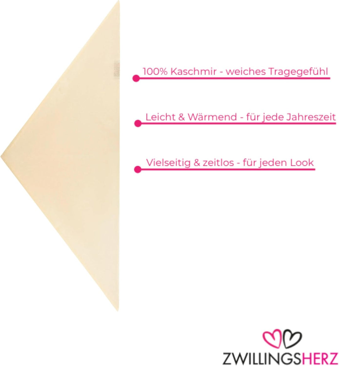 Zwillingsherz Damen Halstuch – 100% Kaschmir Schal – weiches Kaschmirtuch als Schultertuch & Umschla
