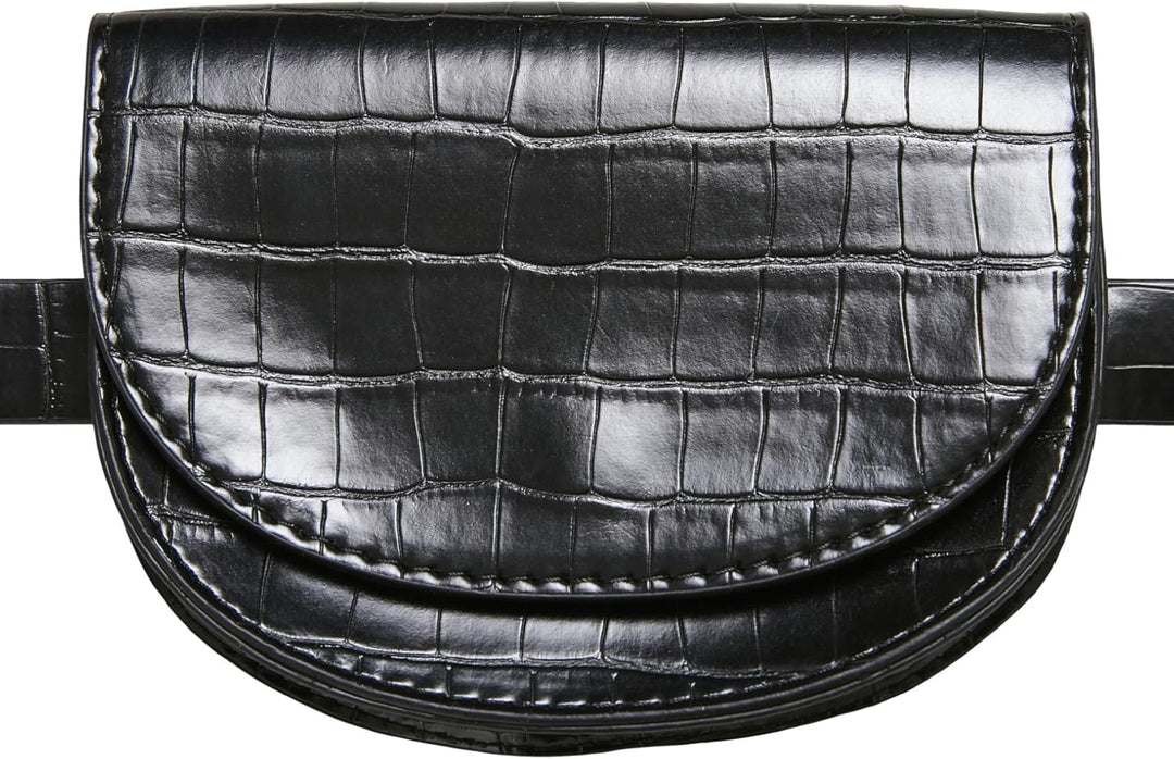 Urban Classics Unisex Croco Synthetic Leather Double Beltbag Schwarz Einheitsgrösse, Schwarz Einheit