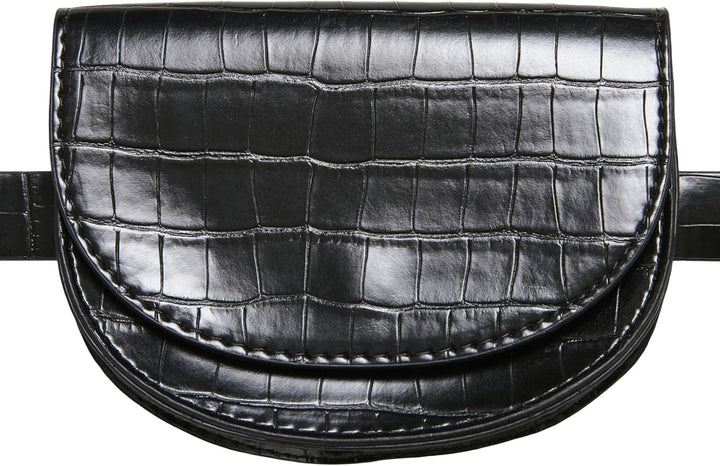 Urban Classics Unisex Croco Synthetic Leather Double Beltbag Schwarz Einheitsgrösse, Schwarz Einheit