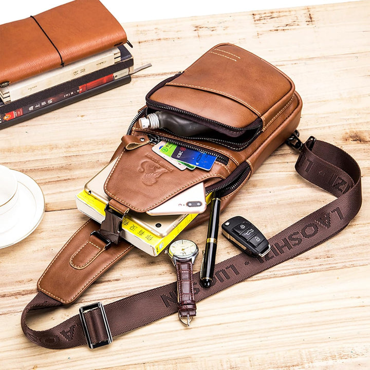 pundarika Leder Brust Tasche Männer Leder Umhängetasche Business Freizeit Crossbody Tasche Reise Arb