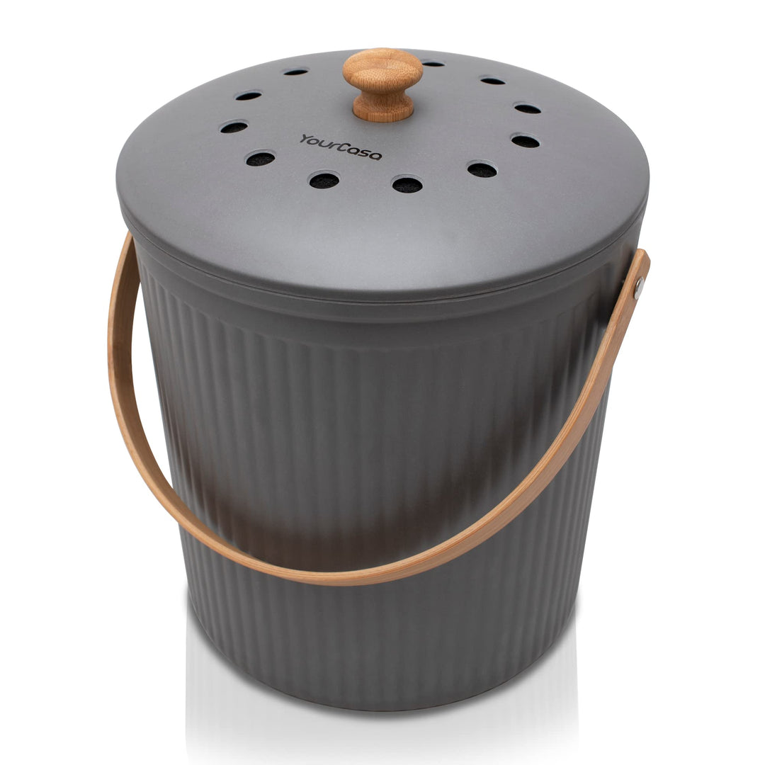 YourCasa® Komposteimer Küche - 6L - für alltäglichen Biomüll - abwaschbar - Biomülleimer Küche - nac