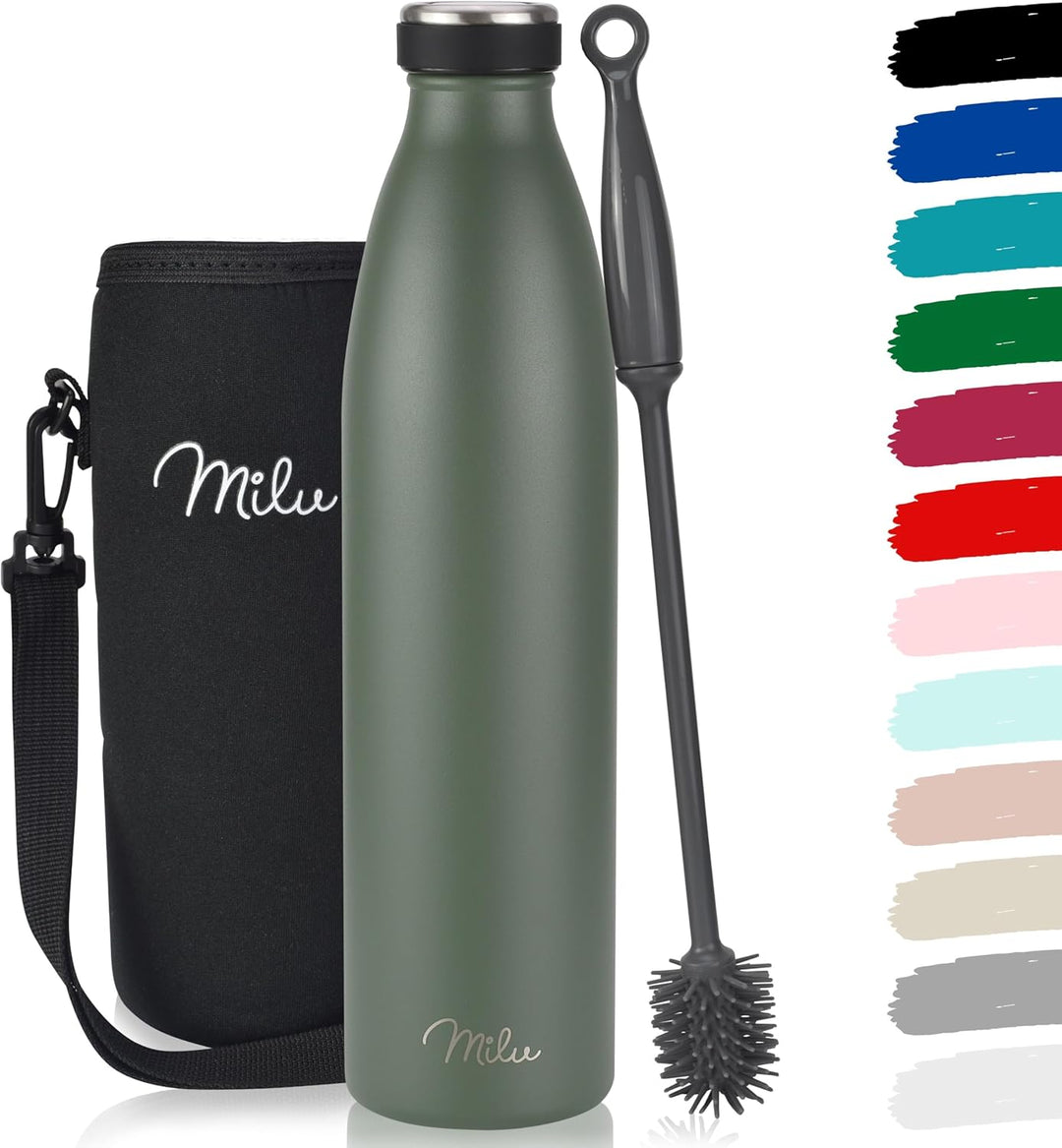Milu Edelstahl Trinkflasche 350ml 500ml 750ml 1L 1,5L Thermosflasche Isolierte Wasserflasche Auslauf