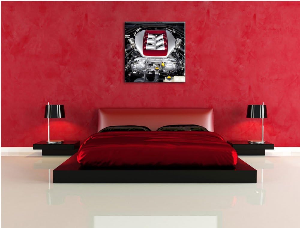 Pixxprint Cooler Motorblock 70x70cm Leinwandbild Wandbild Kunstdruck, 70x70