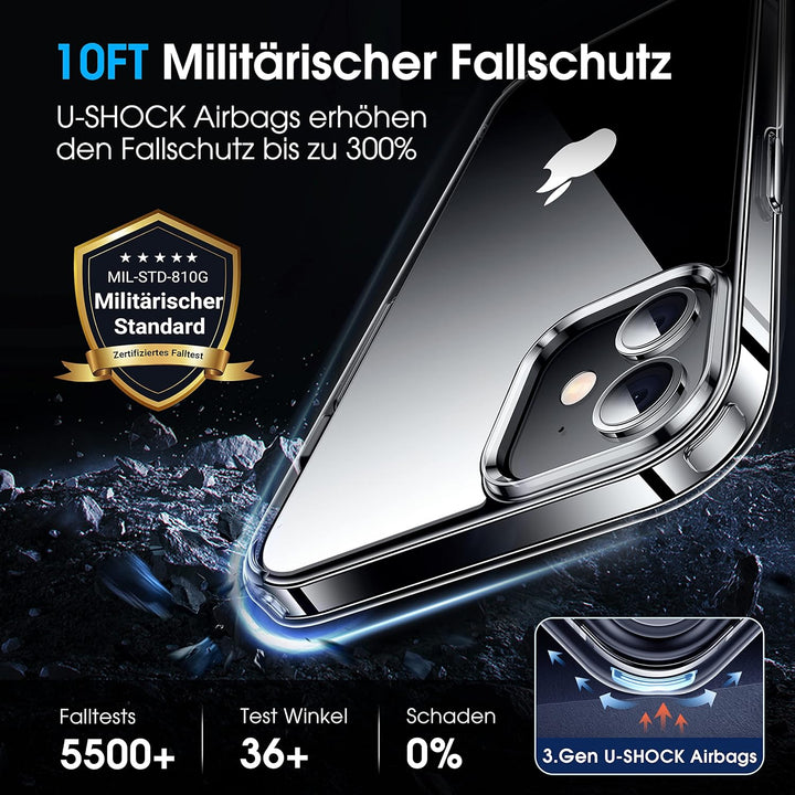 CASEKOO Crystal Clear für iPhone 12 Hülle, iPhone 12 Pro Hülle, [Nie Vergilbung] [Unzerstörbarer Mil