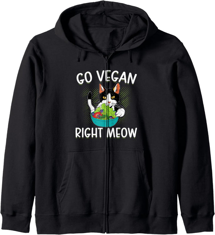 Go Vegan Right Meow Katze Vegan Gemüseernährung Kapuzenjacke
