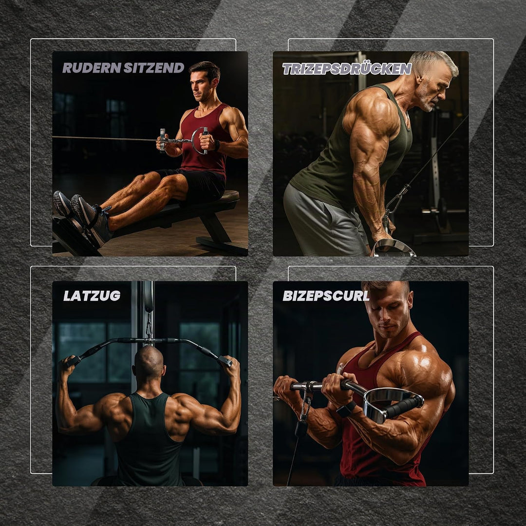 MuscleForge® Aufsatz für Latzug, Seilzug, Griff mit Drehbarem für Kabelmaschine, Kabelzug Griff für