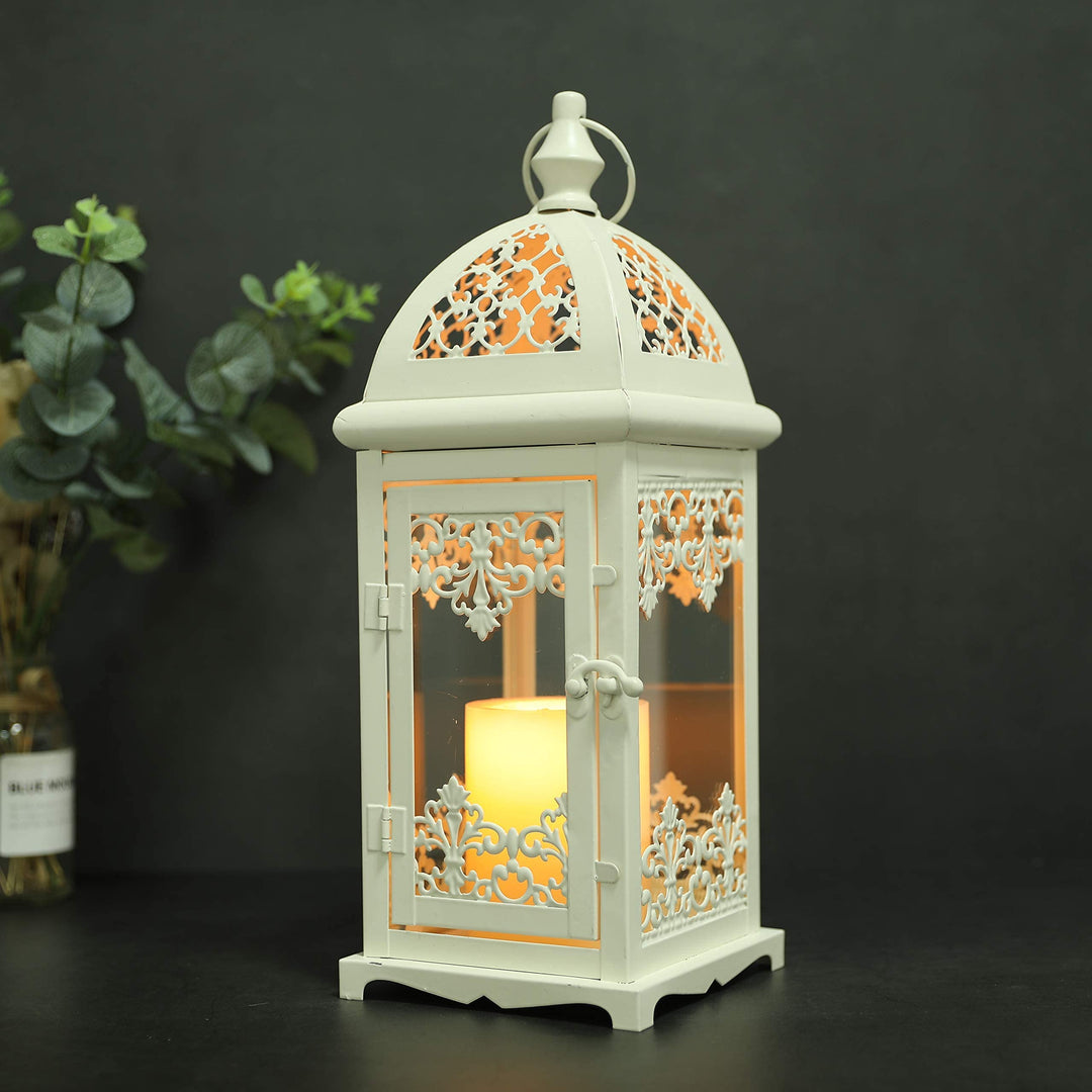 JHY DESIGN Deko Hängend Kerzenlaterne 38cm Hohe, Metall mit Glas Kerzen Laternen Vintage Gartenlater