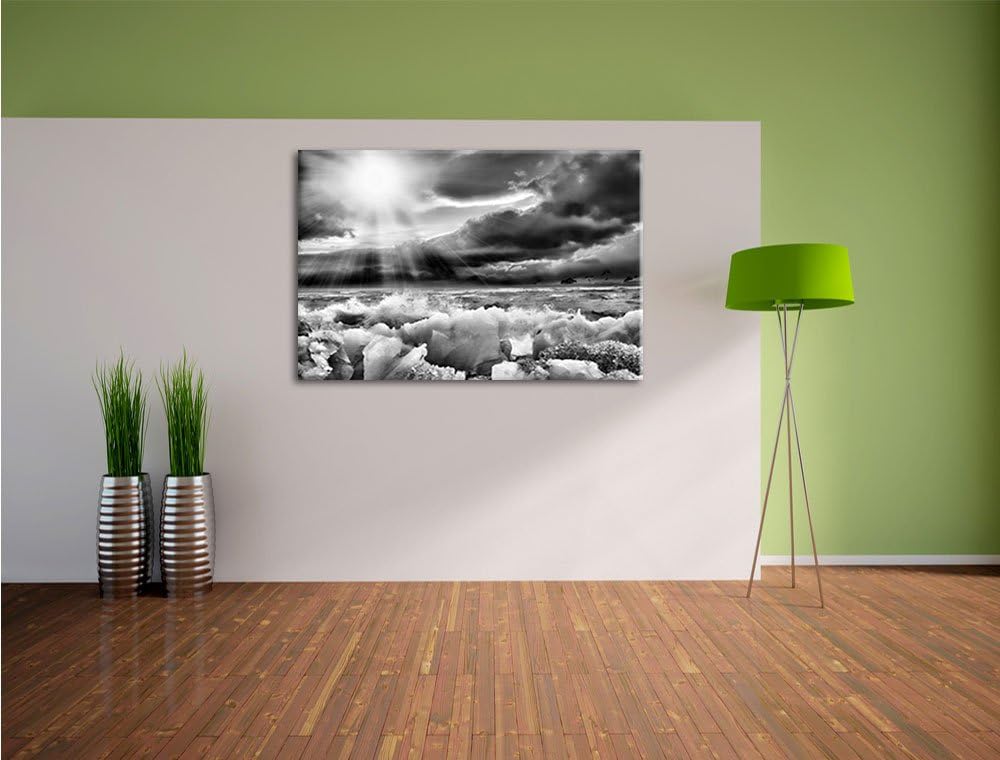 Pixxprint Monocrome, Blaues Polareis im Sonnenschein als Leinwandbild/Grösse: 100x70 / Wandbild/Kuns