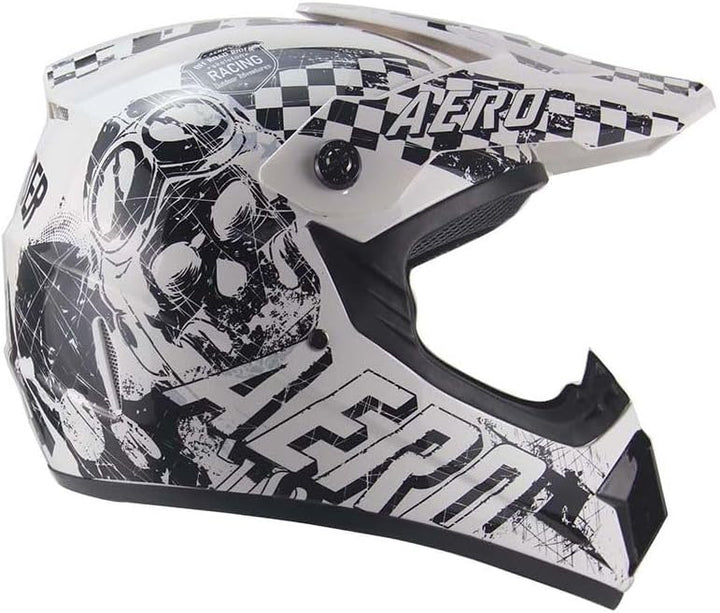 Kinder Crosshelm Skeleton AHP – Motorradhelm für Kinder, ABS-Schale, robuster Kinderhelm für Downhil