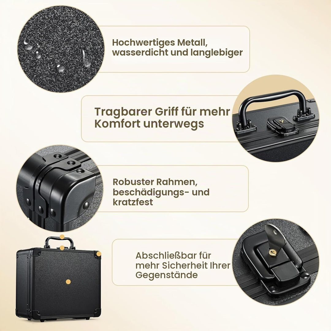 Make-up-Koffer mit beleuchtetem Magnetspiegel, Make up Koffer, Kosmetikkoffer mit 3-Farben-LED-Spieg