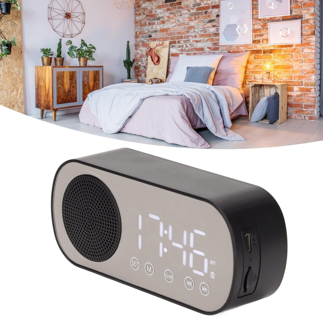Radiowecker, Tragbarer Digitaler Wecker Dual 5.0 Wireless HiFi mit BT-Lautsprecher Zum Lesen, Kochen