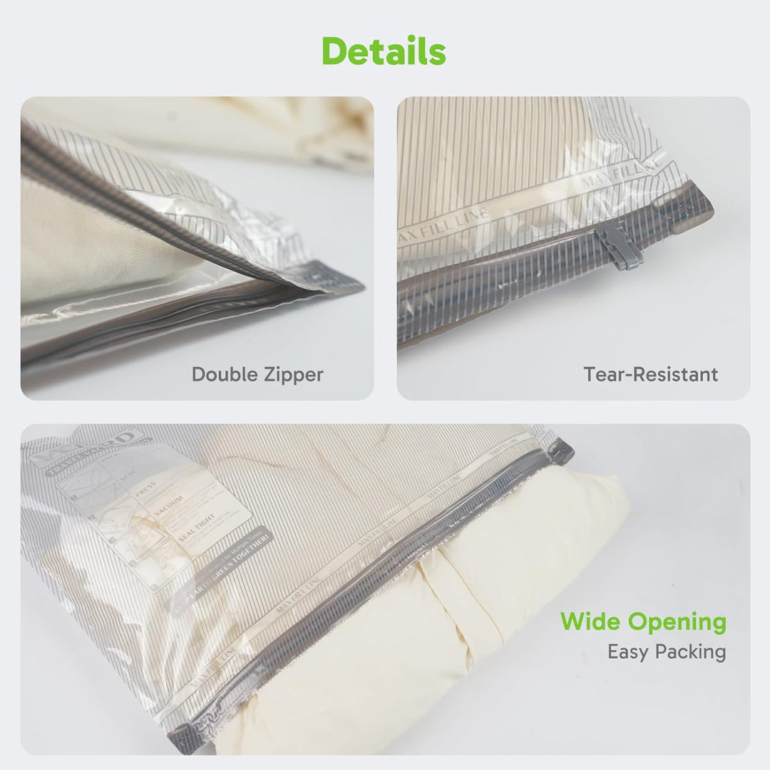 9 Stück Vakuumbeutel für Kleidung mit USB-Elektropumpe, Vacuum Bag Reisen | (3x 40x40cm, 3x 40x50cm,