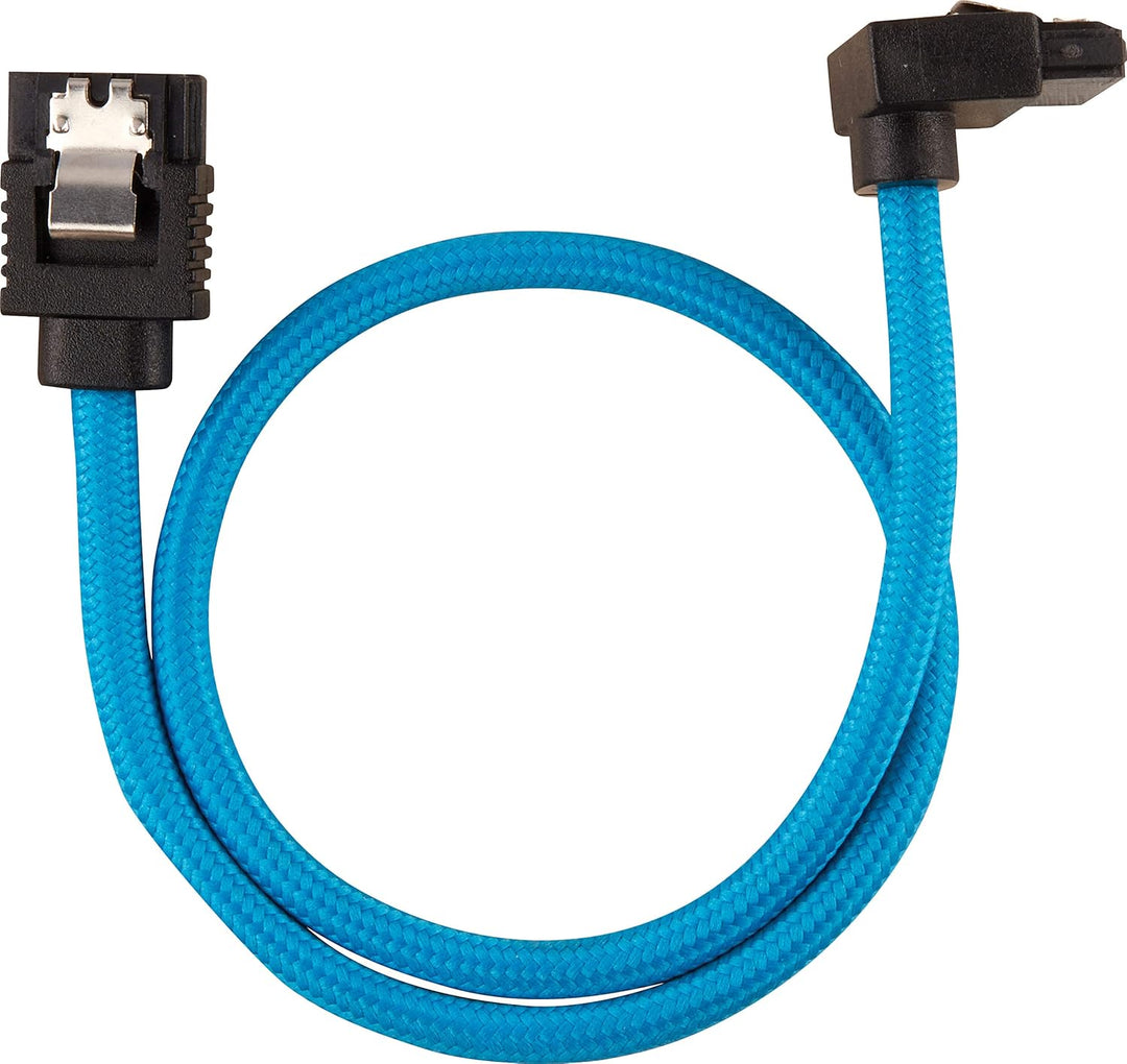 Corsair Premium Sleeved SATA 3 Kabel gewinkelt / gerade (6Gbps, 30 cm 90°) Blau SATA 30cm 90° Blau,