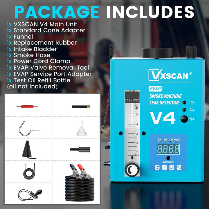 12V Nebelmaschine KFZ Rauchmaschine Lecksuchgerät EVAP mit Digitalem Druckmesser & Luftmengenmesser