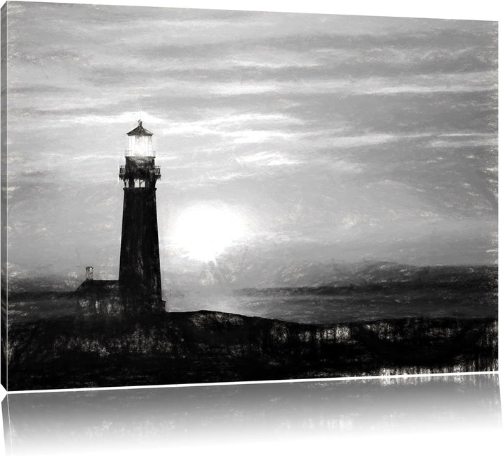 Pixxprint Leuchtturm im Sonnenuntergang als Leinwandbild/Grösse: 100x70 cm/Wandbild/Kunstdruck/ferti