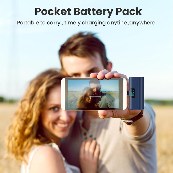 Mini Powerbank 5200mAh, Klein Power Bank USB C PD Externer Akku, Compact LCD Digitalanzeige Akkupack