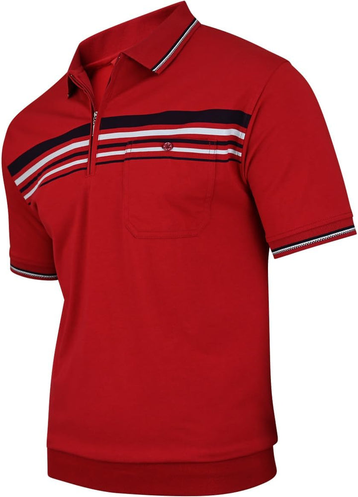 Soltice Herren Kurzarm Poloshirt, Polohemd Kragen, Gestreifte Blousonshirt mit Brusttasche aus Baumw