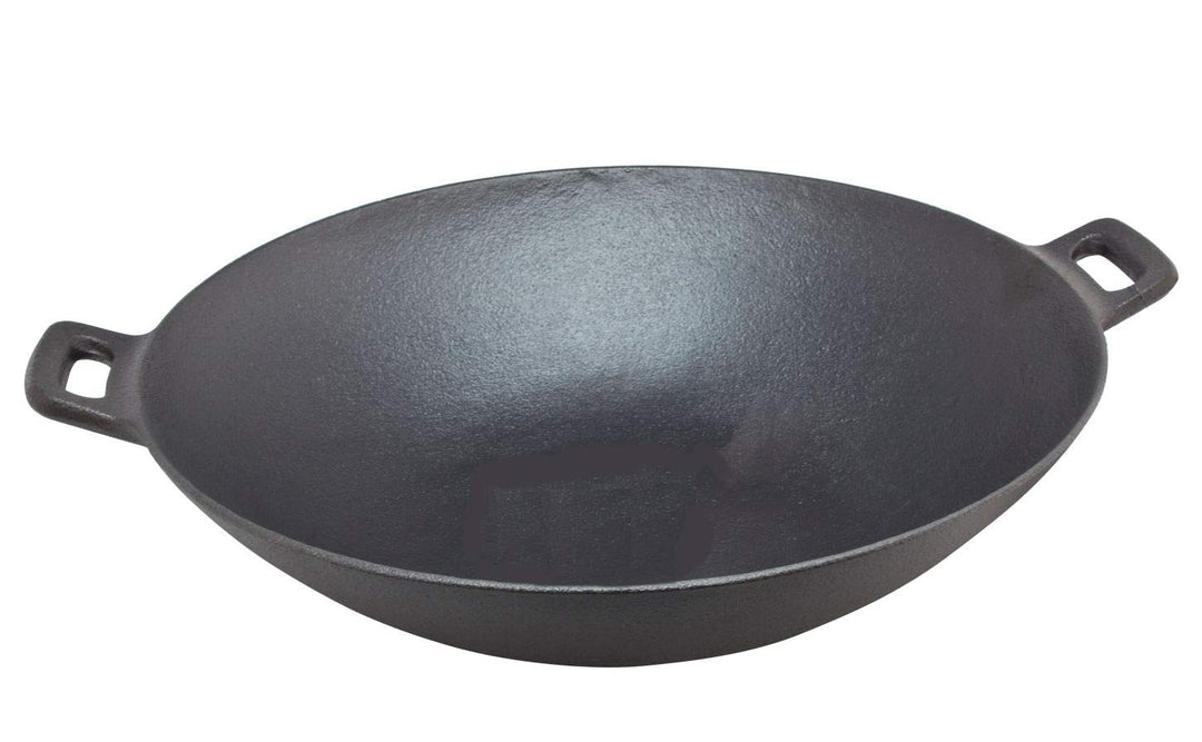 Spetebo Gusseisen Wok - 36x11cm - Wokpfanne Gusspfanne Grillpfanne Eisenpfanne Induktion