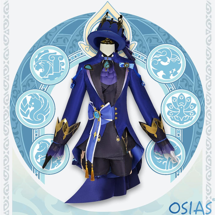 OSIAS Genshin Impact Cosplay Kostüm, verbesserte Version mit hochwertigen Stoffen, Accessoires und P