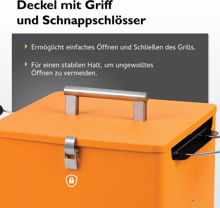 tepro Holzkohlegrill Chill&Grill Cube orange, Grillfläche: ca. 31,5 x 31,5 cm, Orange
