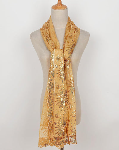 keland Damen Festlich Pailletten Umhang Schal Schultertuch Stola Tuch für Abendkleid A-gold, A-gold