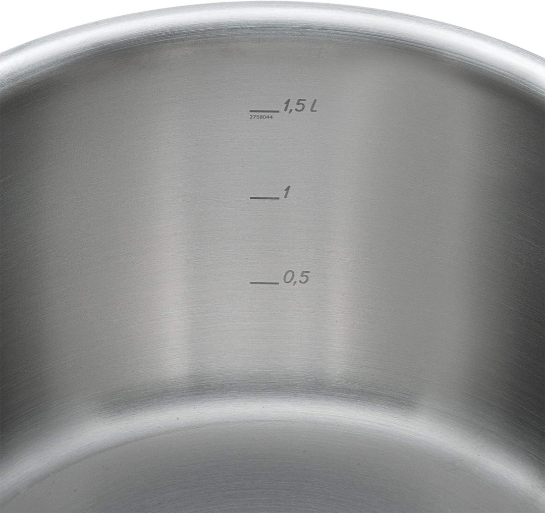 WMF Gourmet Plus Kochtopf klein 16cm, Metalldeckel mit Dampföffnung, Bratentopf Induktion 1,4l, Crom