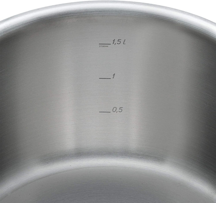 WMF Gourmet Plus Kochtopf klein 16cm, Metalldeckel mit Dampföffnung, Bratentopf Induktion 1,4l, Crom