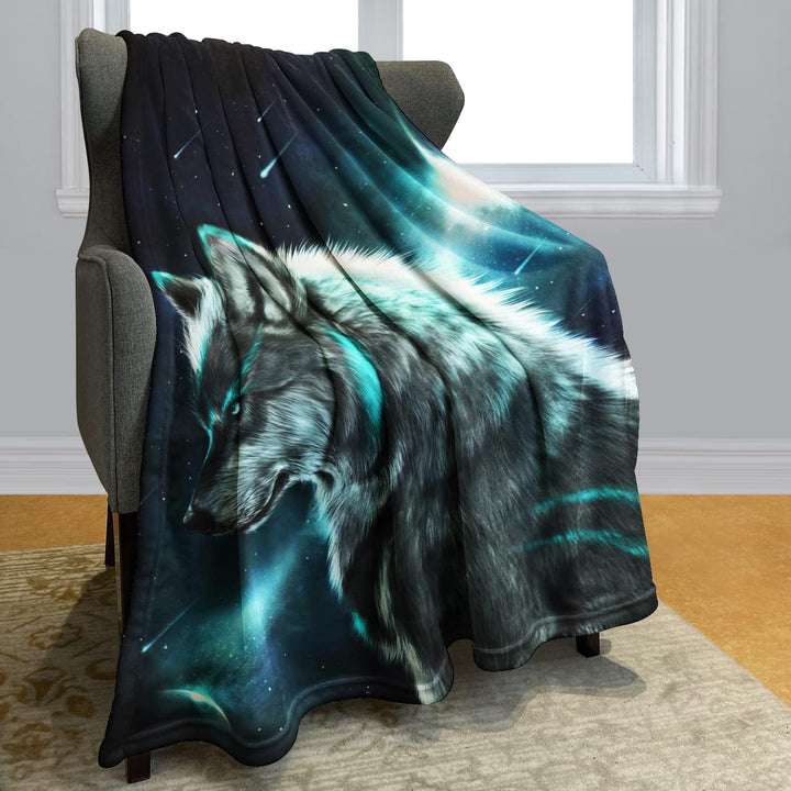 Violetpos 150 x 200 cm Flanell Decke Weich Fleecedecke Kuscheldecken SanftBettüberwurf Wolfslord Pop
