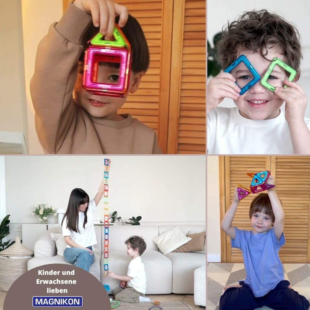 MAGNIKON Magnetische Bausteine Der Baumeister, Magnetbau-Set 118-teilig - Montessori Spielzeug ab 3