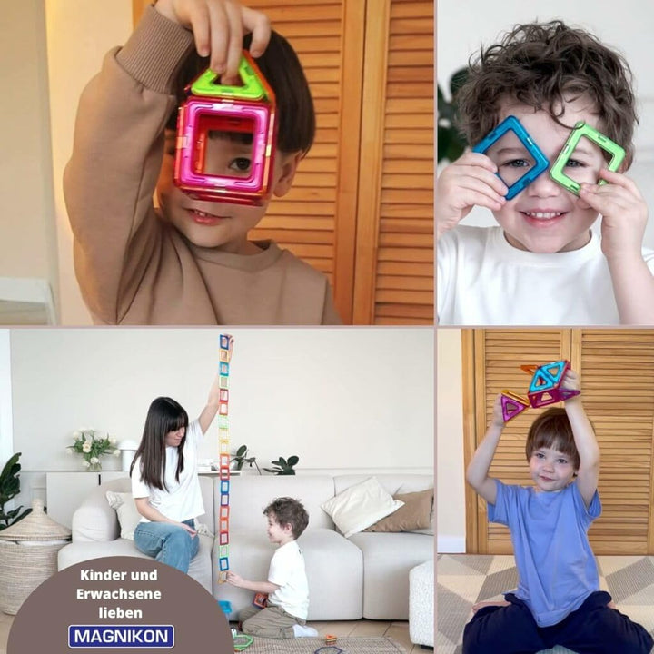 MAGNIKON Magnetische Bausteine Der Baumeister, Magnetbau-Set 118-teilig - Montessori Spielzeug ab 3