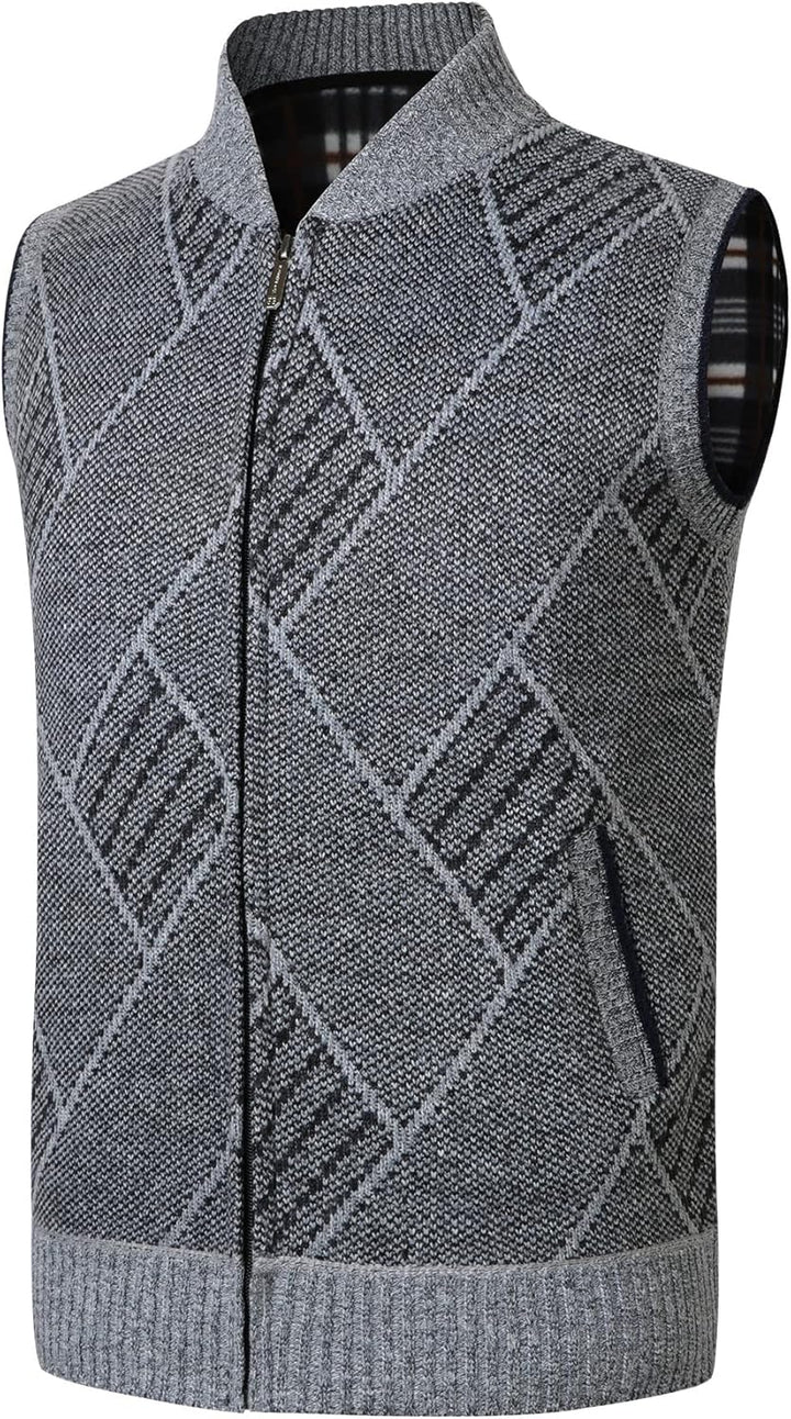 Btmpmcs Herren Pullunder Strickweste Fleece-Fütterung Ärmellose Dicke Cardigan Gestrickt Strickjacke