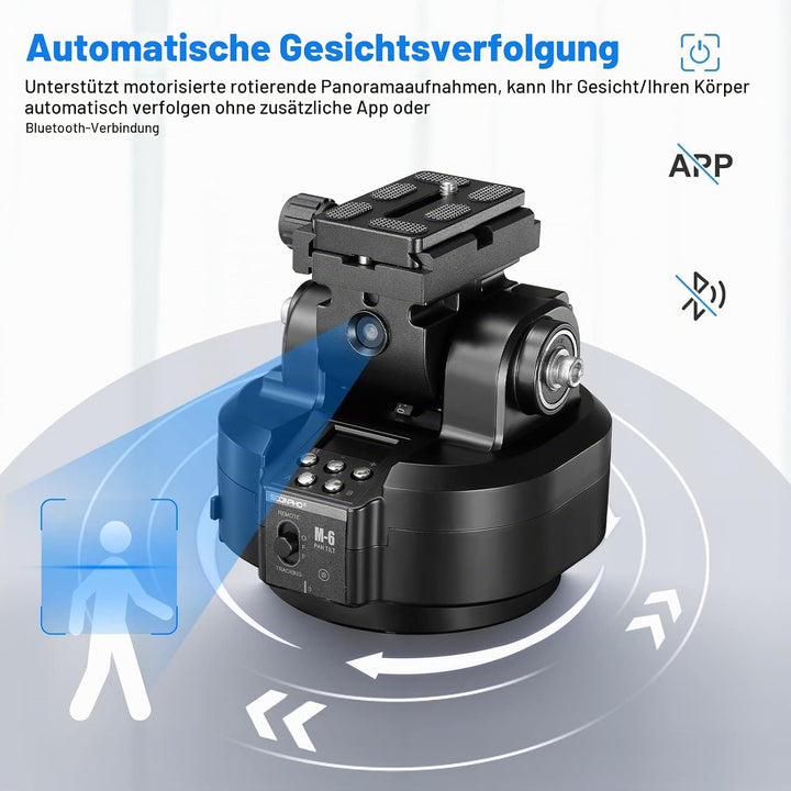 Soonpho M6 Auto Face Tracking Motorized Rotating Panoramic Tripod Head, AI Smart Face Body Tracking