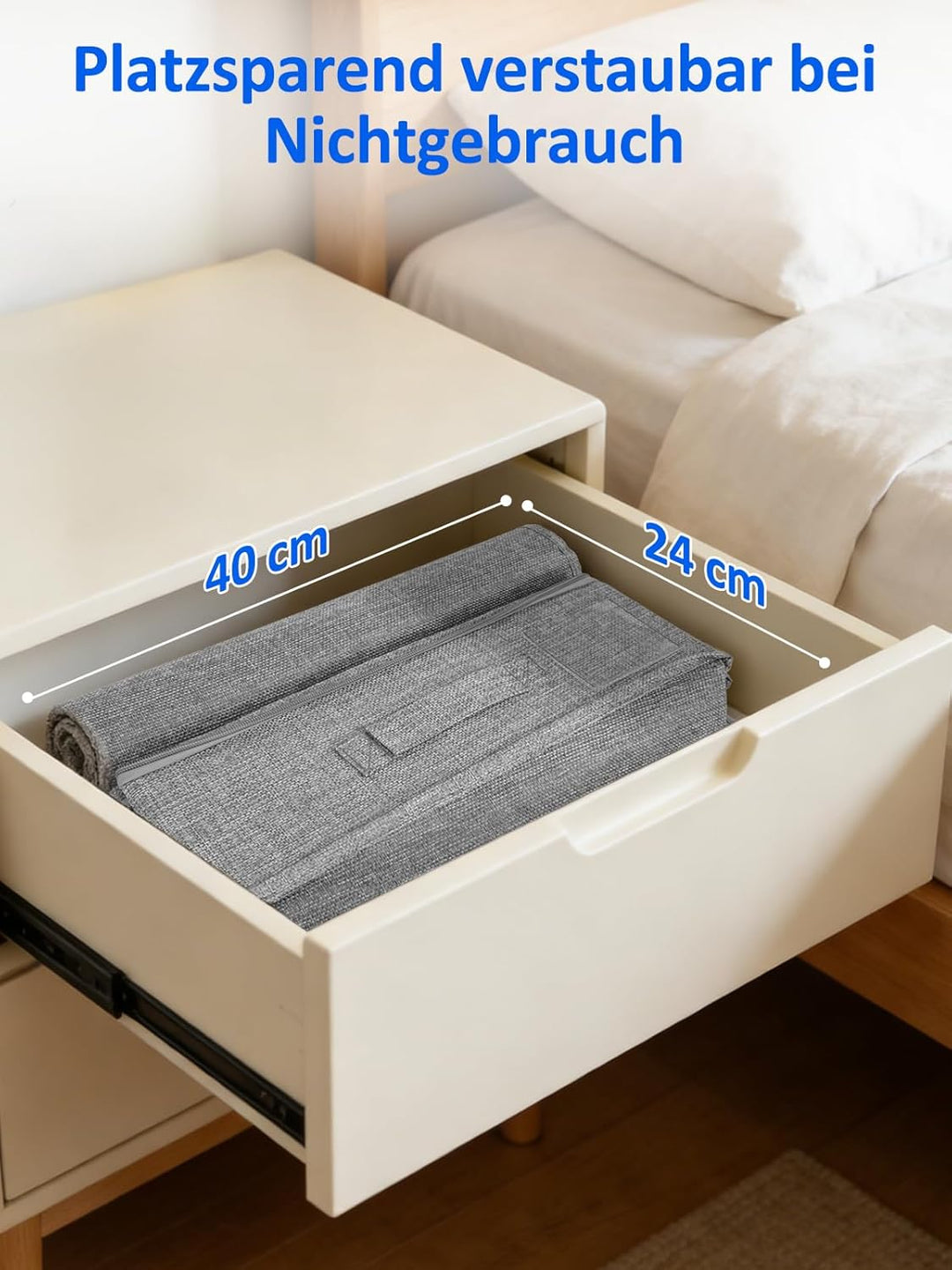Unterbett-Aufbewahrungsbox flach 85 x 40 x 10 cm, Leinen mit PP-Innenverstärkung, 2-Wege-Reissversch