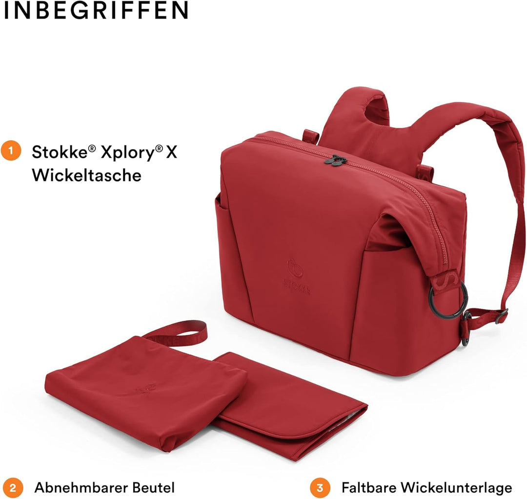 Stokke Xplory X Wickeltasche – Trageoption als Schultertasche oder Rucksack – Inklusive faltbarer Wi