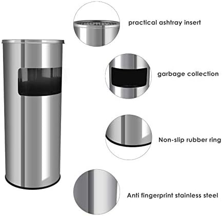 OHMG 30 L Abfalleimer Aschenbecher für den Aussenbereich aus Stahl, Mit Papierkorb und Eimer, Profes