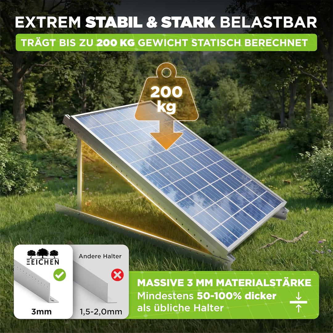 Drei Eichen - 4x Balkonkraftwerk Halterung.118cm stabiles 3mm Aluminiumprofil mit hochwertigen Edels