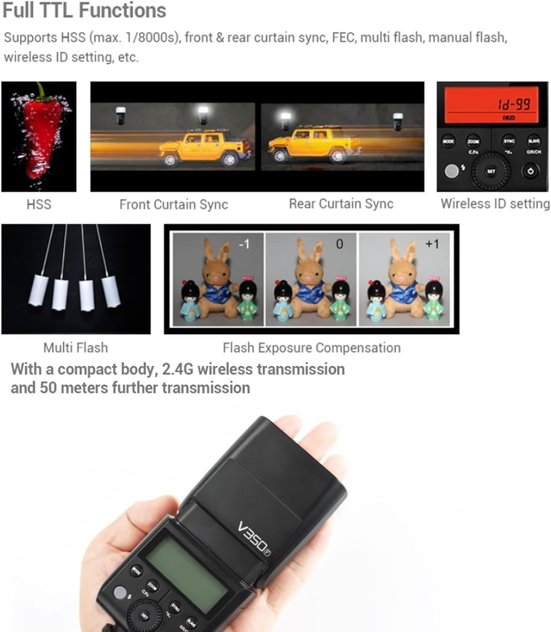 GODOX Speedlite Ving V350F Fuji, Schwarz