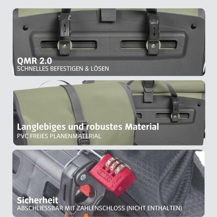 VAUDE Fahrradtaschen für Gepäckträger Aqua Back 2x24L, 2 x Hinterradtaschen wasserdicht, Fahrrad Gep