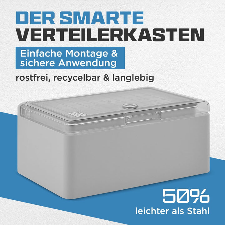 BOXEXPERT® Verteilerkasten aussen wasserdicht [ABS Kunststoff IP65 Gehäuse inkl. Sichttür] grau (Ser