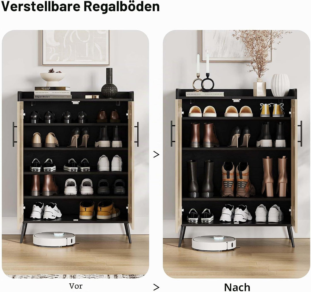 Garvee Schuhschrank Mit 2 Türen Und Verstellbaren Einlegeböden, Schuhkommode Mit Kippschutz, Platzsp