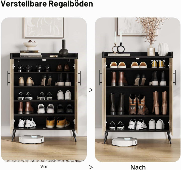 Garvee Schuhschrank Mit 2 Türen Und Verstellbaren Einlegeböden, Schuhkommode Mit Kippschutz, Platzsp
