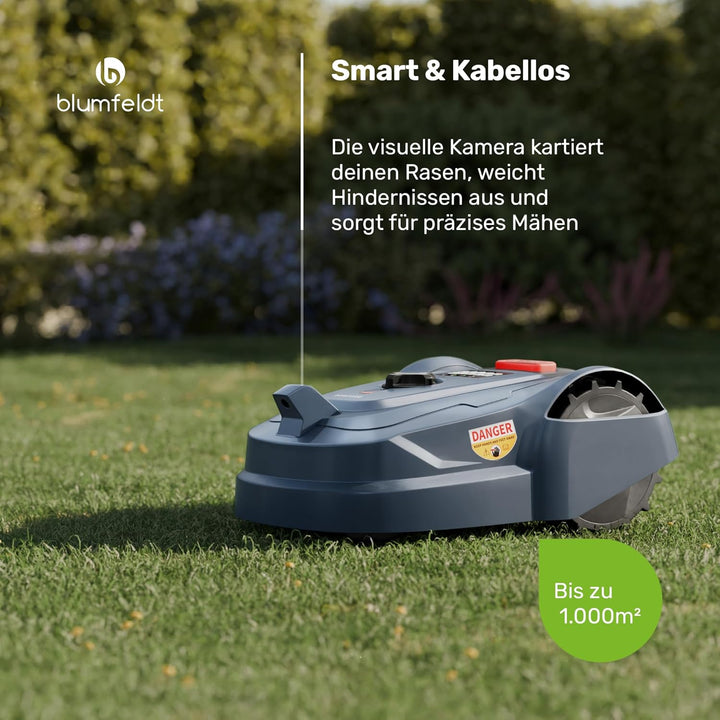 blumfeldt GrassConnect Mähroboter - App-Steuerung, Mäht bis 1.000 m², Li-Ion Akku, Automatisches Lad