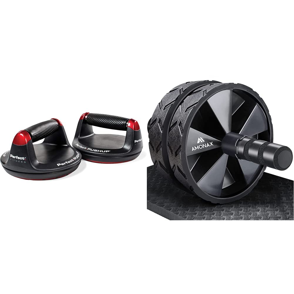 Perfect Fitness Liegestützgriffe Push Up, Fitnessgeräte für Zuhause, Schwarz, 2 Stück Bundle mit Bau
