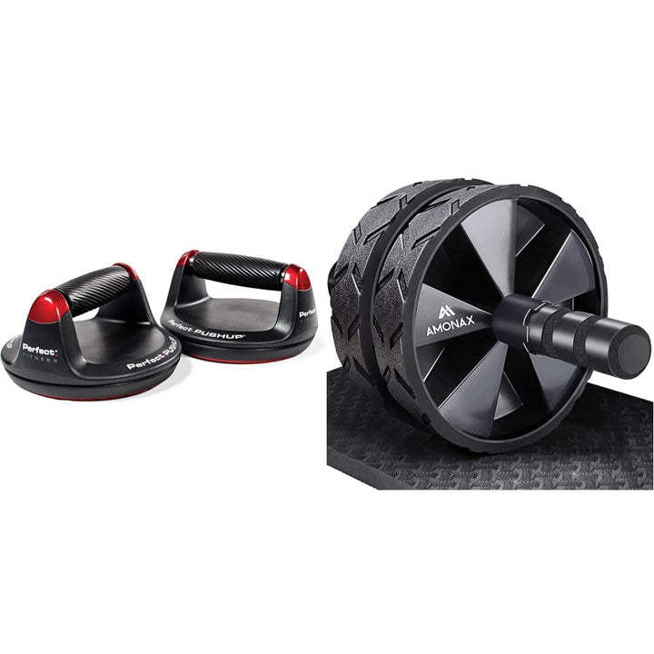 Perfect Fitness Liegestützgriffe Push Up, Fitnessgeräte für Zuhause, Schwarz, 2 Stück Bundle mit Bau