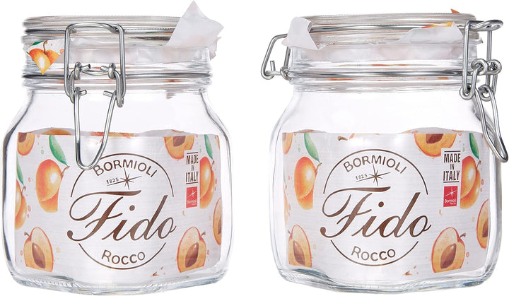 Bormioli Set 0,75L Original Fido Einmachglas mit Bügelverschluss und Gummiring, 10FL30000185FL10, Tr
