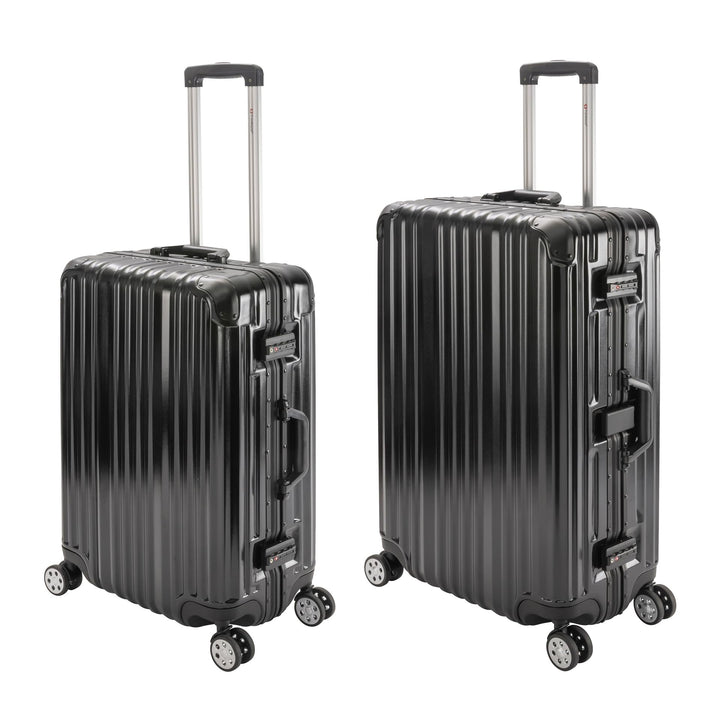 Travelhouse London Koffer Schwarz S-55cm, L-55cm · 2er-Set · Alu-Rahmen · Polykarbonat Hartschale ·