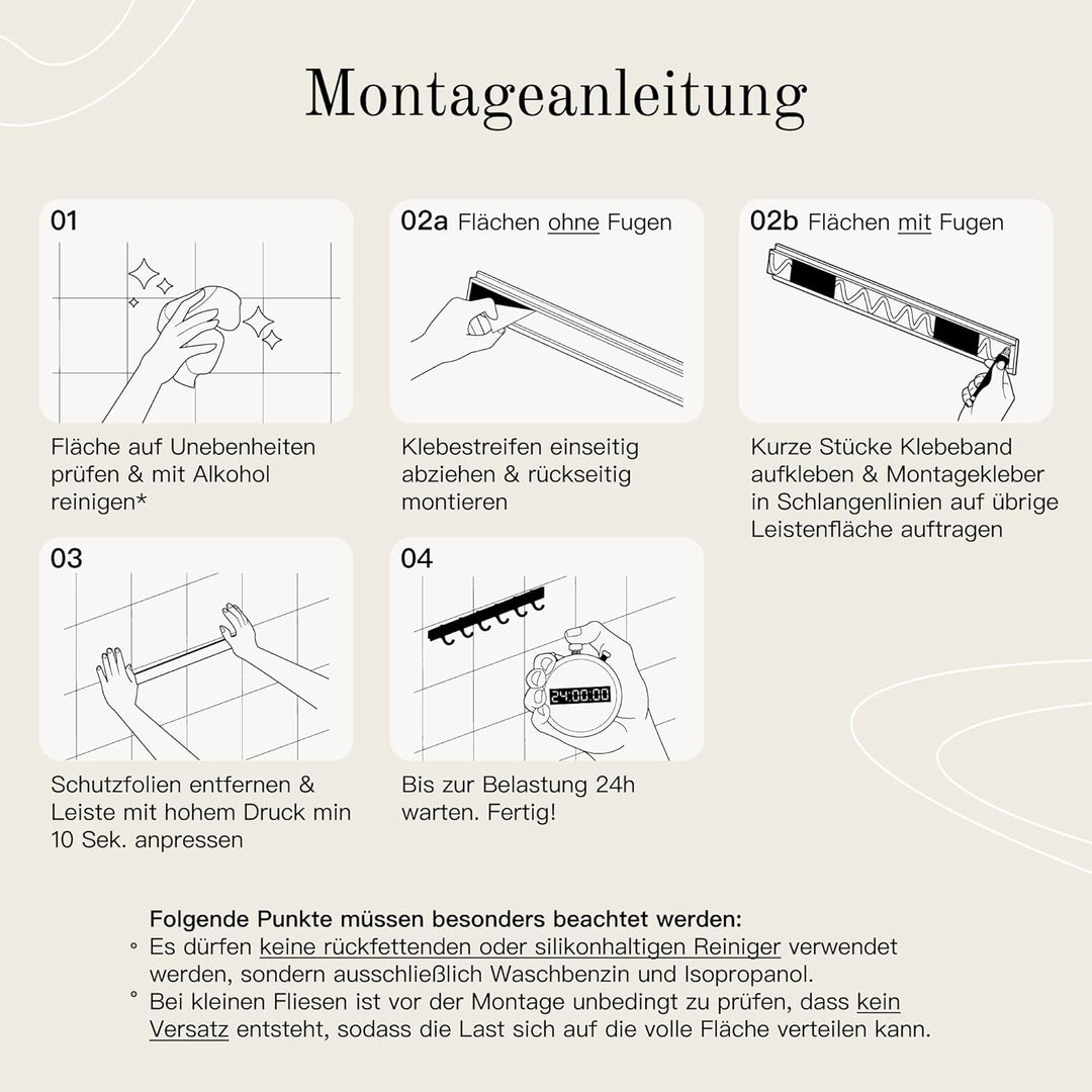 Designfabrik Hamburg Hakenleiste 40cm Küchenleiste selbstklebend Küche Hängeleiste Stange für Küchen